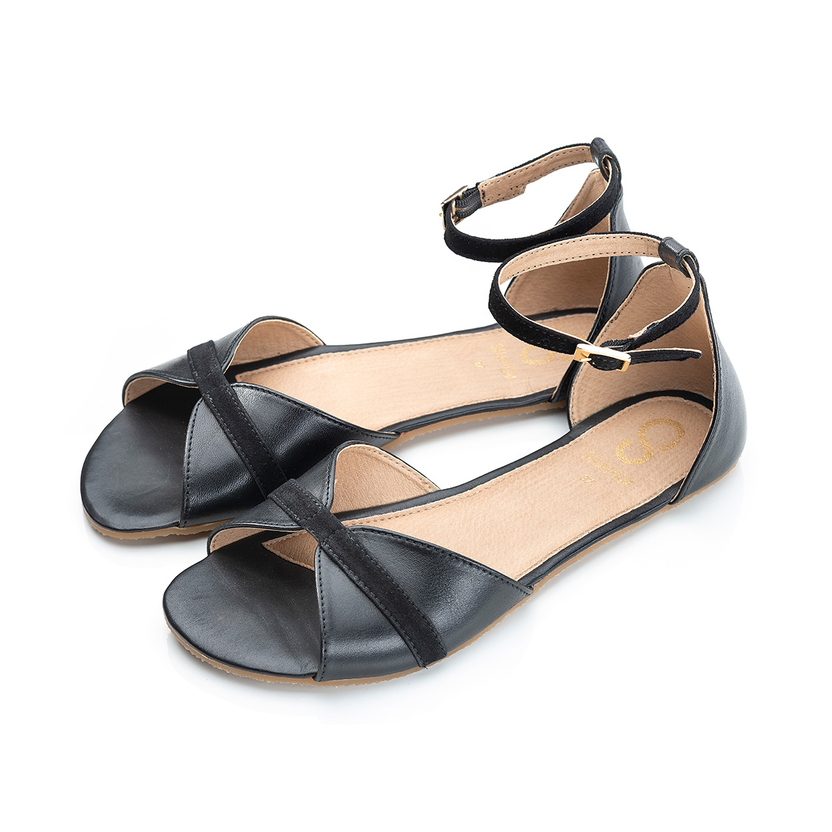 PETAL Barfußsandalen Black Leder