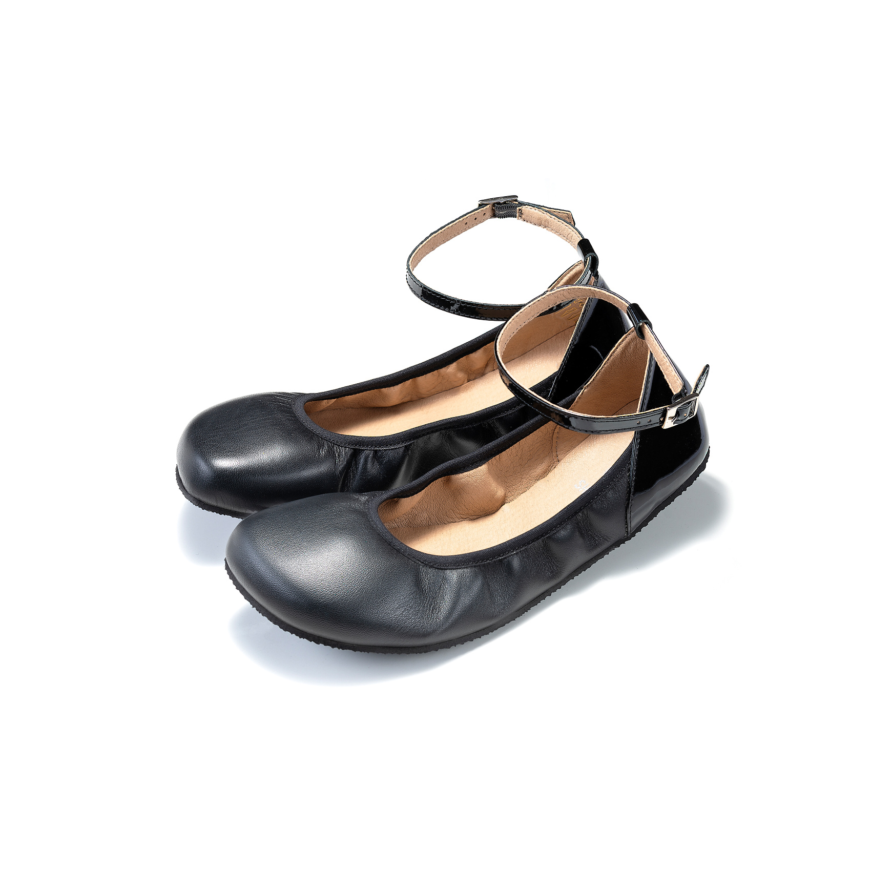 Black shops ballet pumps with strap