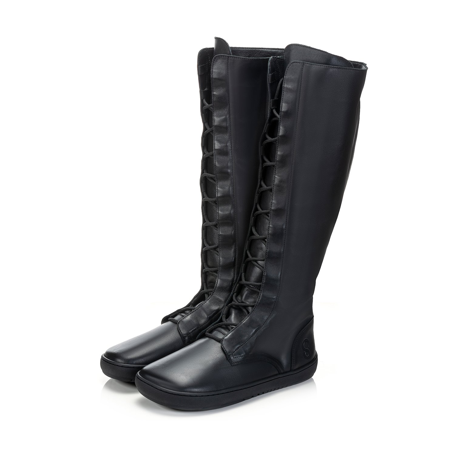 Barefoot visoki škornji z vezalkami ABBY Black