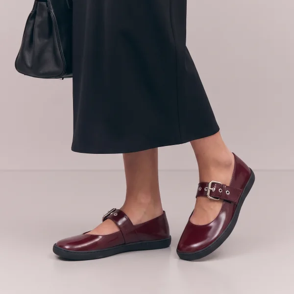 Barefoot baleríny MARY JANE COCO Bordeaux