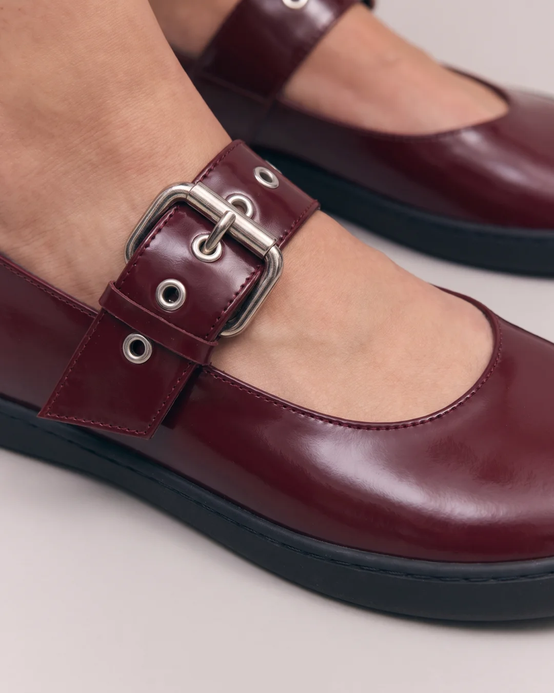 Barefoot baleríny MARY JANE COCO Bordeaux